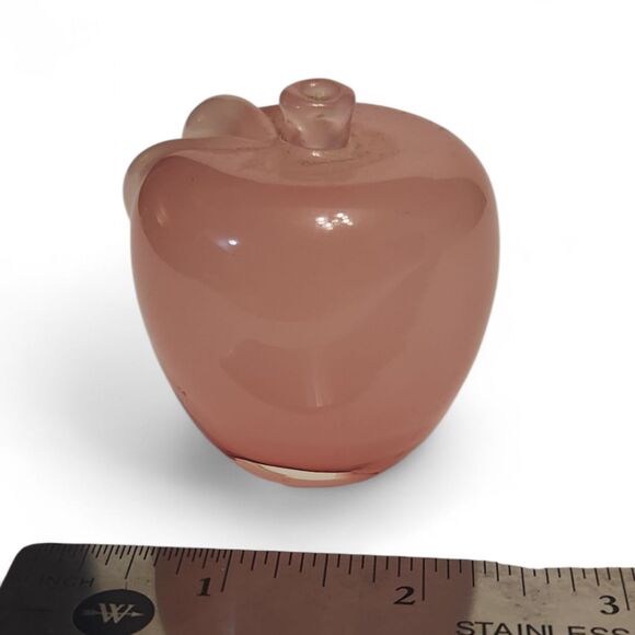 Vintage Archimede Seguso Pink Alabaster Murano Glass Apple Paperweight 2" - Picture 5 of 8